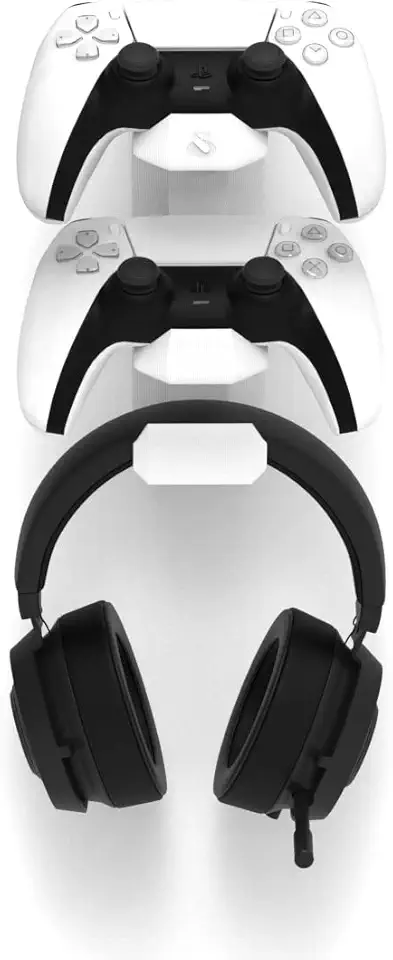 Sculpy Suporte de Parede Compatível com 2 Controles de Playstation 5 PS5 e Headphone Headset Gamer Universal VN