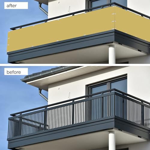 Filet d'ombrage 30x180 cm crème avec œillets et attaches pour balcon