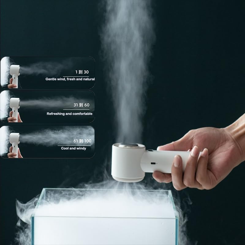 Miniatura 6 de Ventilador de mano portátil de 100 velocidades, mini ventilador turbo de enfriamiento, ventilador personal recargable por USB con pantalla digital,