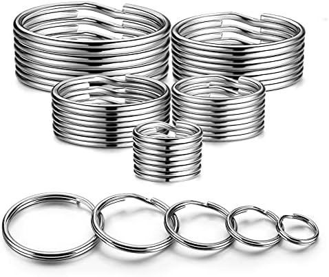 YHYZ Split Key Ring Circle Assorted, Metal Round Keyring Durable in 5 Sizes (Small 1/2 inch, 3/4 inch,1 inch, 1.25 inch, Large 1.38 inch ), for Dog Pet Collar DIY Tag Jewelry Car Key (Round)