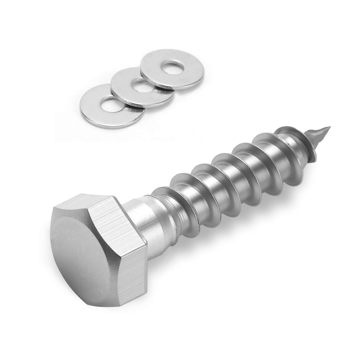 5/16×1-1/2'' (15 Pack) Hex Head Lag Screws Bolts with Washers, Heavy Duty Lag Screws, 304 Stainless Steel Bolts 18-8, Wood Screws, Partial Thread