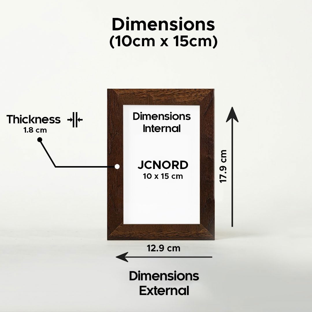 JCNORD MDF Walnut Wooden Picture Frame 6x4 inches (10x15 cm) with Shatterproof Acrylic Glass, 10 x 15 cm - Image 2