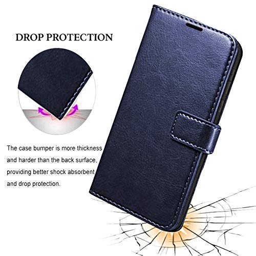 Image of ClickCase Vintage Series for Realme Narzo 20 pro Faux Leather Wallet Flip Case Kick Stand with Magnetic Closure Flip Cover for Realme Narzo 20 pro (Navy Blue)