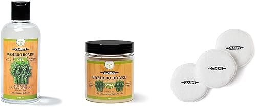 CLARK'S Tabla de bambú para aceite, cera y almohadillas de pulido Cuidado de la tabla de cortar  Cuidado de la tabla de cortar