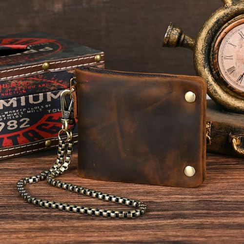 Retro Genuine Leather Wallet for Men RFID Blocking Minimalist Design with Gift Box (Coffee)4