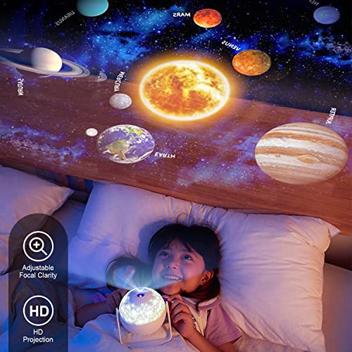 Planetarium Projector Star Projector Galaxy Projector-7 In 1 Constellation Projector,360° Adjustable With Planets Nebulae Moon, Ceiling Projector For Kids Room Decor, Night Light Ambiance-Qbrand #TOP1