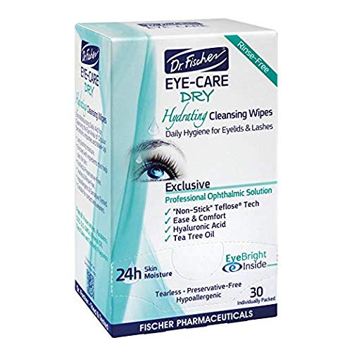 Dr. Fischer Tea Tree Eyelid Wipes for Dry Eyes - Gentle Eye Wipes for Everyday Eye Conditions and Hypoallergenic Makeup Remover (60 Wipes)
