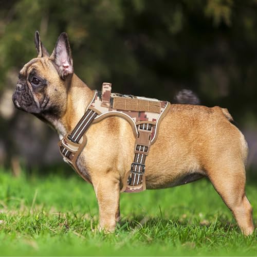 Image of Beebiepet Heavy Duty Tactical Dog Harness for Small Dogs, No Pull Adjustable Pet Harness Reflective Service Training Easy Control Pet Vest Military K9 Working Dog Harnesses- Medium, Desert Camo