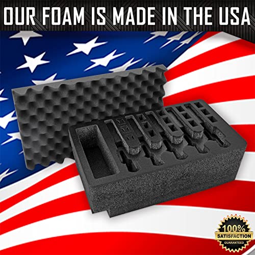 5 Pistol 18 Magazine Storage Foam Insert For V300 Vault Case By Pelican | 2 Piece Set Pre-Cut Military Grade Polyethylene Foam Base Insert And Lid Liner (Case Not Included) #TOP6