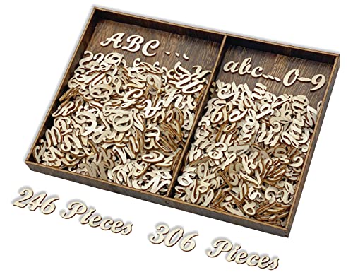 552 Pieces 0.75 Inch Mini Unfinished Wooden Letters Uppercase & Lowercase Unpainted Wooden Numbers Blank Wood Letters Storage For Scrapbooking Crafts #TOP4