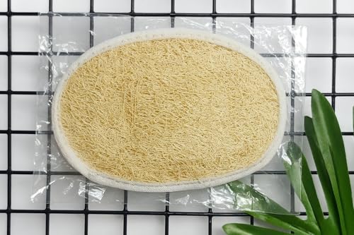 Image of NOAK Natural Oval Loofah for Bathing | Soft & Smooth Body Scrubber | Gentle Exfoliation for All Skin Types, Removes Dead Skin Cells | Easy-to-Hold Bath Sponge | Attractive Pouch Designs | Pack of 2