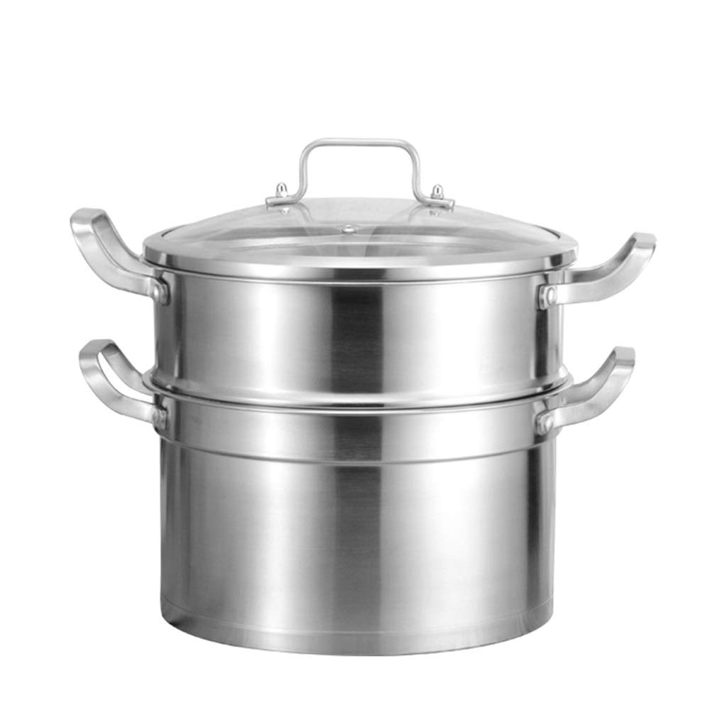GTHTUHFD Stainless Steel Steamer Pot Insert And Glass Vented Lid Safe And,Great Addition To Every Kitchen,26Cm,30Cm,30Cm (Size_Name 30Cm),size_name-30cm