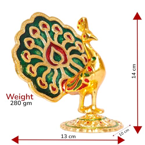 Image of KridayKraft Peacock Metal Statue Idol Decorative Showpiece Feng Shui As Table Top Figurine for Living Room Bedroom Home Office Decor for Decoration & Gifting Purpose (Multicolor)