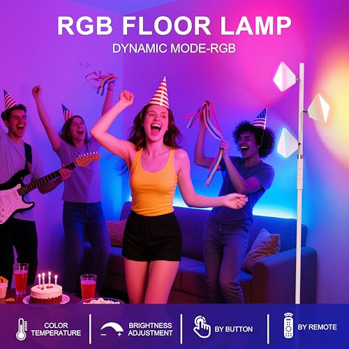 PARTPHONER RGB Tree Floor Lamp for Living Room, Stepless Dimmable Tall Standing Lamp with  - image 2