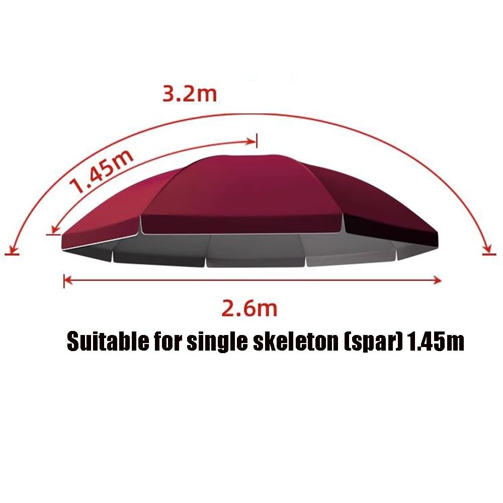 Copertura di Ricambio da Esterno per Patio 180-300cm Telo di Ricambio per Ombrellone Panno in Poliestere Protettivo UV Impermeabile(Green,260cm/8.5ft-8 Ribs)