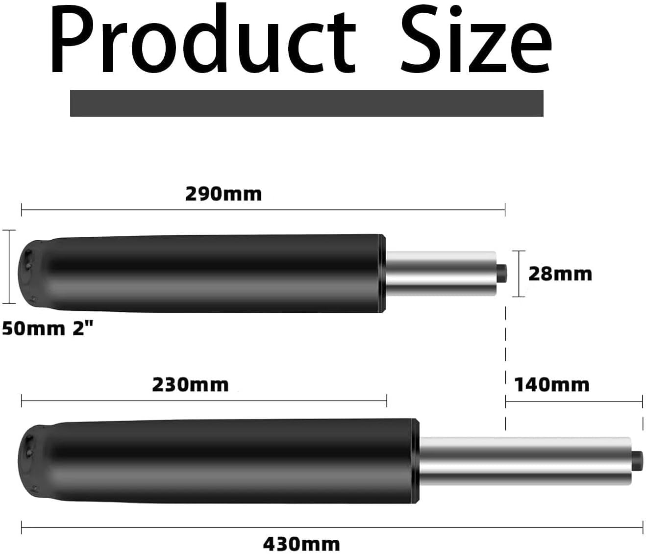 Vérin à Gaz pour Chaise,Ressort à gaz ajustable pour chaise （290-430mm） | Ce produit a une capacité de charge de 1000 lb (450 kg) et convient aux chaises pivotantes et aux chaises de bureau.