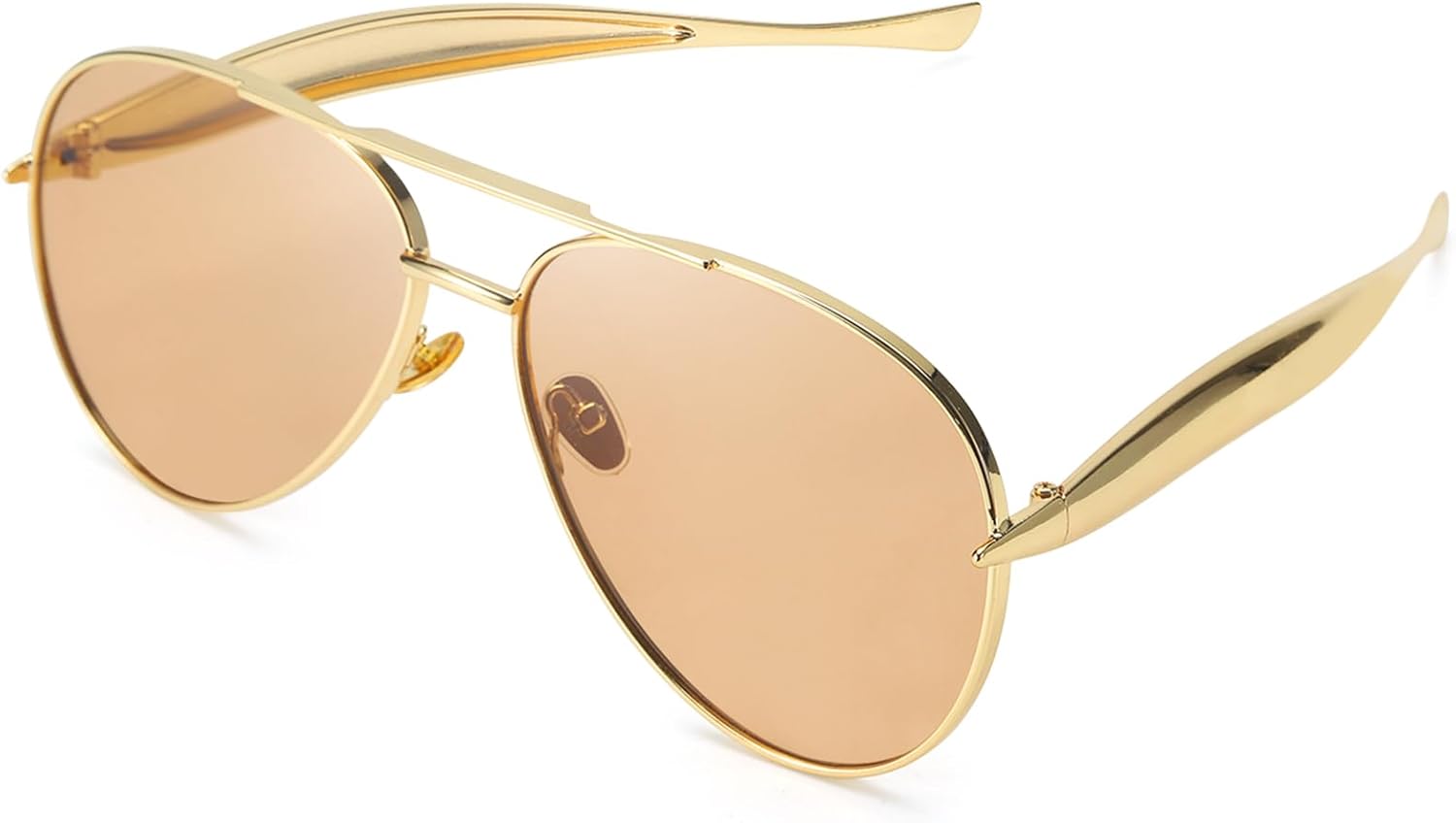 SODQW Gold Aviator Sunglasses for Women Men Trendy Designer Metal Sun Glasses with UV400 Metal Frame Ladies Shades
