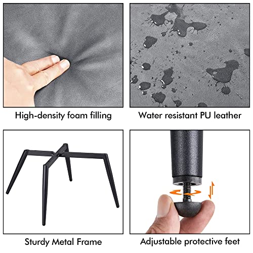 Yaheetech Faux Leather Chair Upholstered Living Room Chairs Accent Armchair With Tapered Legs Tufted Sofa Chairs For Home Office/Dining Room/Bedroom Grey, Set Of 2 #TOP5