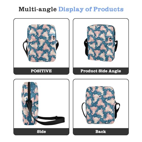 Cute Axolotl Small Crossbody Bag for Men Women Mini Messenger Bag Shoulder Handbag With Adjustable Straps4