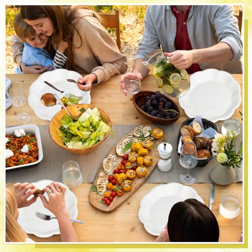Image of NatNarr 30 Pcs White Paper Plates, 9 Inch Scalloped Paper Plates Disposable Dinner Plate Dessert Cake Plate Party Supplies for Wedding Bridal Baby Shower Birthday