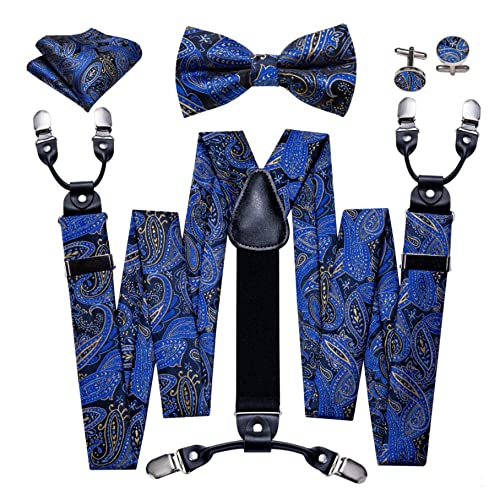 Corbata de seda para hombre con tirantes y conjunto de gemelos miniatura 3