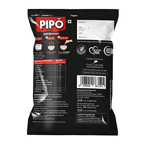 Image of PIPO Mix'in Instant Popcorn with Taste Bomb| Cheese Burst, Peri Peri, Tomato Salsa 60G each