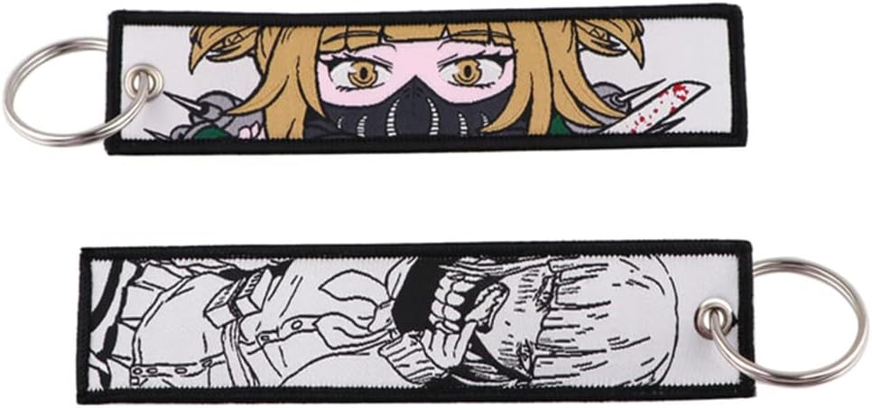 Mamarmot2 Pack Anime Key Fobs Embroidered Key Jet Tag Backpack Tag Tail Motorcycle Car Key Ring Holder Keychains Keyring