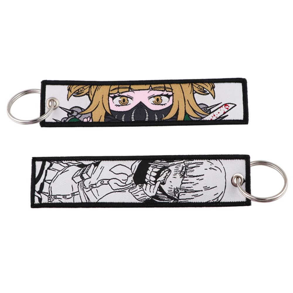 Mamarmot2 Pack Anime Key Fobs Embroidered Key Jet Tag Backpack Tag Tail Motorcycle Car Key Ring Holder Keychains Keyring