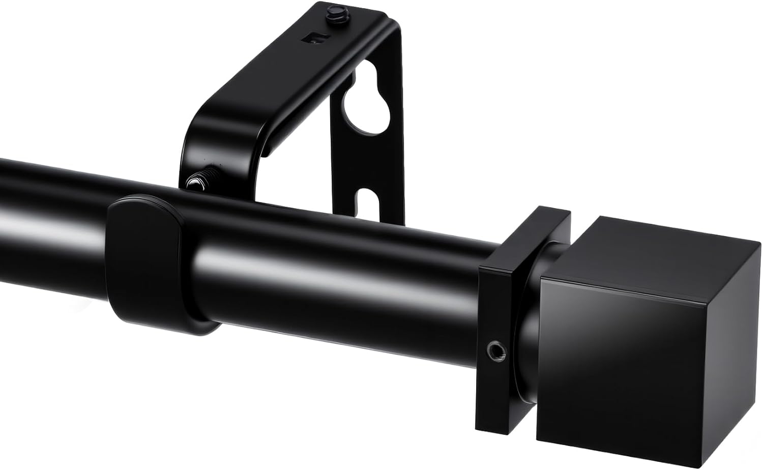 Curtain Rods for Windows Heavy Duty, Adjustable Curtain Rod 32 to 120 Inches, Metal Black Curtain Rod with Square Ends, Easy Install for Living Room Bedroom Kitchen
