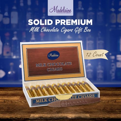 Madelaine Chocolate Candy Cigarettes Gift Box for Birthday Party or Celebration - 12 Chocolate Cigars Father\'s Day Gift - Individually Wrapped in an Elegant Box