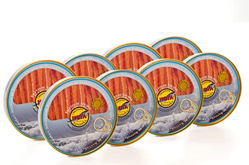 Hoya Santoña Anchoas del Cantábrico - Pack 8 latas de 170g/Aprox.29 filetes. Elaboración Artesana con bocartes del Cantábrico en Aceite de Oliva. (170g (Paquete de 8))