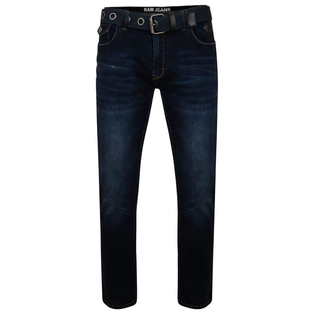 Kam Men's Extra Tall Stretch Tapered Dark Wash Jeans (Garcia) in 40W x L38