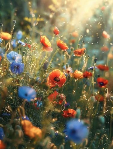 Broderie Diamant Complet G0-568 : tableau coquelicots 5D pour l'artisanat cristal