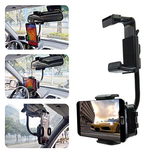 Phone Mount for Car, Rearview Mirror Phone Holder for Car, 360 Rotatable and Retractable Car Phone Holder Mount Rearview Mirror Phone Holder for Car Compatible with All 4-7 Inch Cell Phones