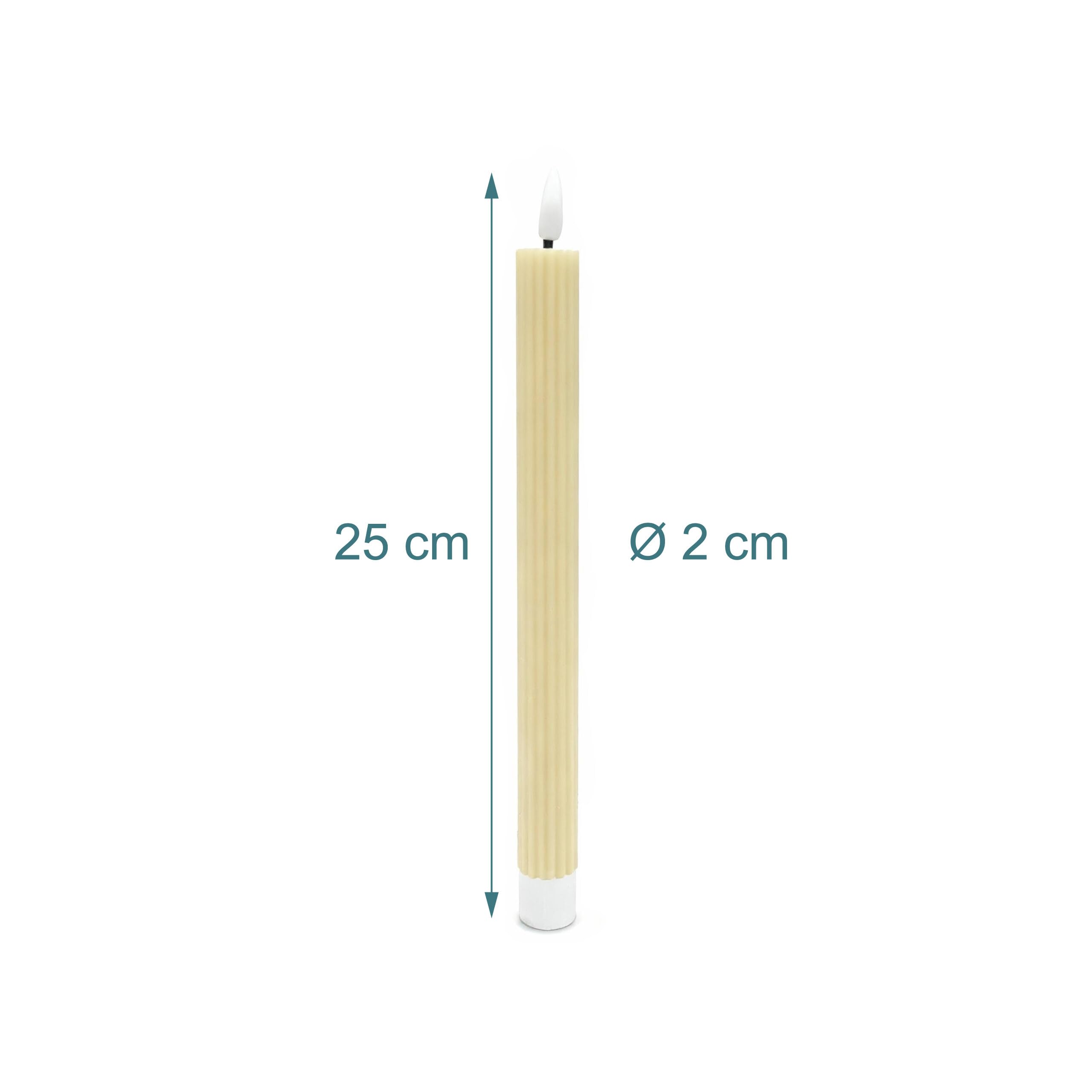 Relaxdays Candele LED a Stelo, Set da 6, HxD: 25 x 2 cm, Fiamma tremolante, in Cera Vera