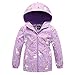 SXSHUN Veste de Randonnée Enfants Fille Garder au Chaud Veste de Softshell Variété d'impression Respirant Manteau Coupe-Vent de Hoodies d'printemps et Automne, Violet, 7-8 ans,(Taille::130cm)