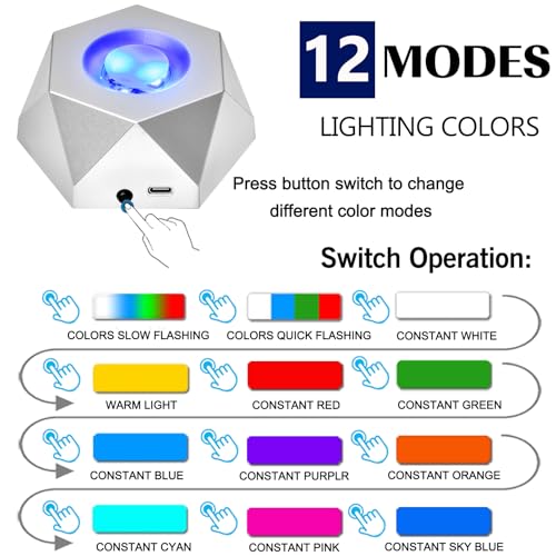 Soporte giratorio para bola de cristal con base de luz LED multicolor para globo de nieve 5