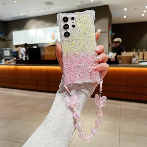 Coque Samsung Galaxy S24 Ultra avec lanière chaîne paillettes A15
