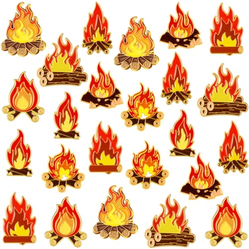 Image of Landical Campfire Enamel Label Pins Camping Themed Brooches Camping Badge for Nature Lovers Unique Outdoor Adventure Pin for Hikers & Campers