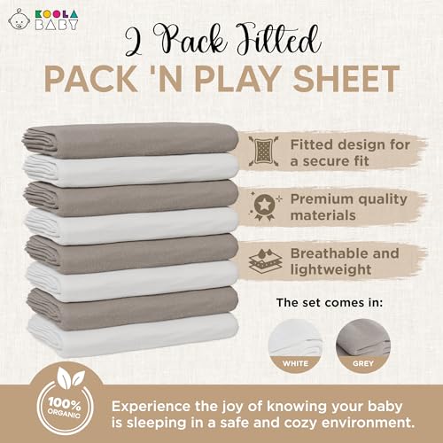 Koolerthings LESS SIZES - JERSEY COTTON - MASTER Pack And Play Sheets Fitted - Portable Mini Crib Mattress Sheet For Boys & Girls - Soft Jersey Cotton Playard Sheets thumb #2