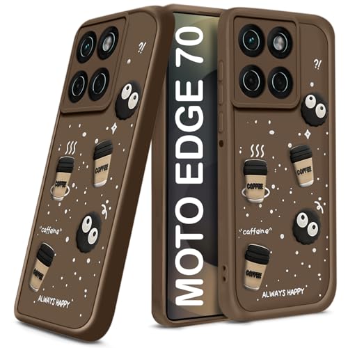 Image of TRUEUPGRADE Back Case Cover Compatible for Motorola Moto Edge 70 5G | Cute Fun Cartoon 3D Ball | Coffee Silicone Case | Camera Protection | Body Protection | Shock Proof | Color Brown