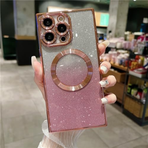 Coque paillettes iPhone 17 Pro cadre magnétique pour briller en soirée et au bureau