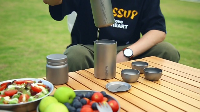 Amazon | TIANDLIFE チタン ティーポット カップセット 二重構造