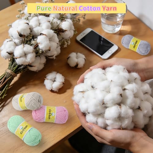 Image of Coopay Mini Soft Cotton Yarn for Crocheting - 20 Pack of 25g /0.88oz - #2 Sport Weight(Fine) - 90 Yards of Crochet Yarn for Beginners, Thin Colorful Yarns Set for Crafts, Starter Kit for Knitting