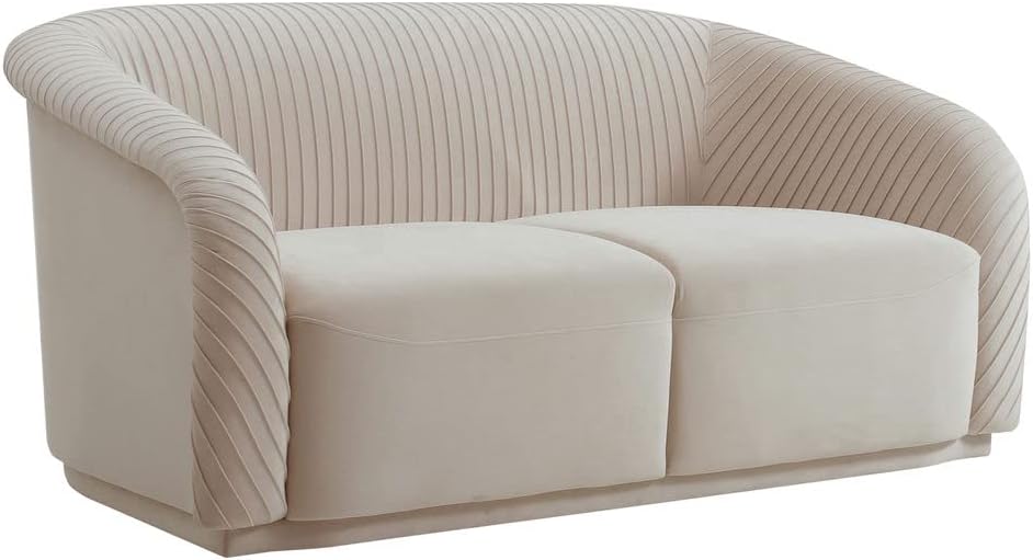 Yara 70" Pleated Beige Performance Velvet Loveseat - TOV Furniture