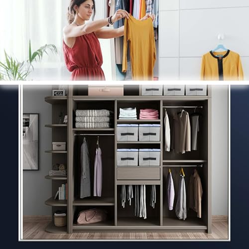 Image of Clothes Organizer for Wardrobe | 7-Grid Foldable Storage Box | Non-Woven Fabric Cupboard Organizer for Shirts, Pants, T-Shirts | 38x25x20 cm | Pack of 4