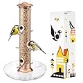 iBorn Bird Feeders Seed Catcher for Outside Hanging 6 Port Bird Feeder for Cardinal Birds Aluminium Metal,Brushed Copper Finishing 14 Inch 6 Port (Seed is not Included)
