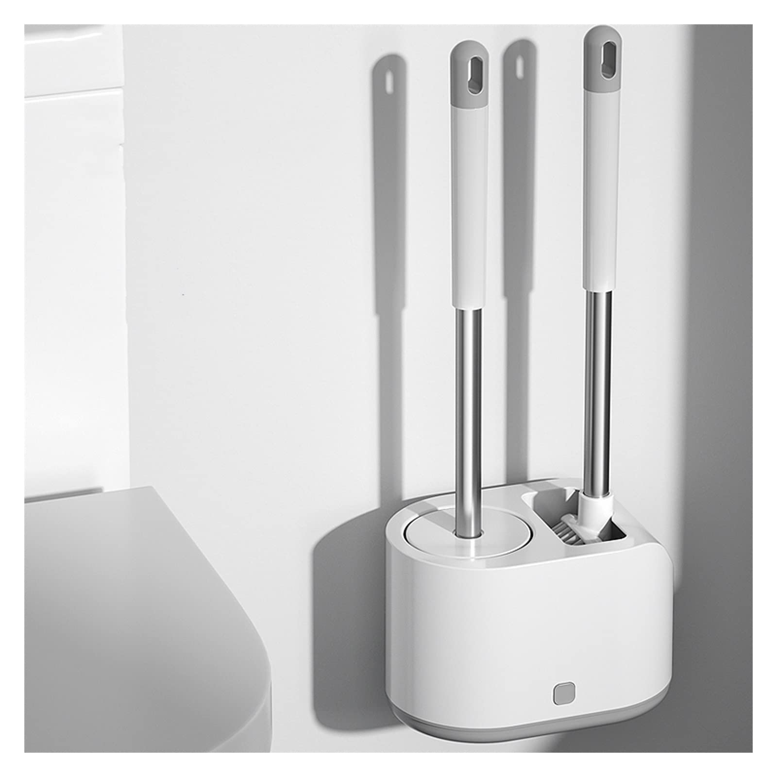 Cepillo de inodoro, juego de cepillo de inodoro de silicona con soporte de pared, kit de limpieza de baño for un inodoro de pie sin esquinas muertas, cepillo limpiador esencial for el hogar, montaje e