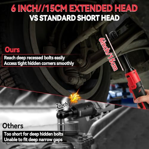 3/8" Extended Cordless Ratchet Wrench Compatible with Milwaukee 18V(Tool Only), 80FT-LBS(108N.m) 6.7" Extended Electric Ratchet Wrench Set with 8 Sockets, 1/4" Adapter & 3" Extension Bar by Aepiraza - Used condition - Image 9