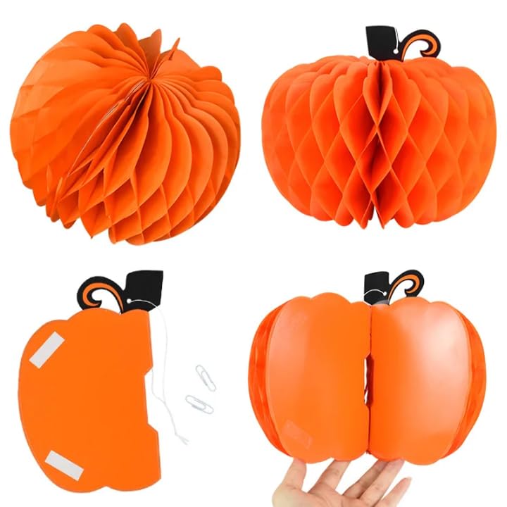 NET TOYS Waben-Kürbis Deko – 52 Cm, Orange, Für Halloween & Mottopartys